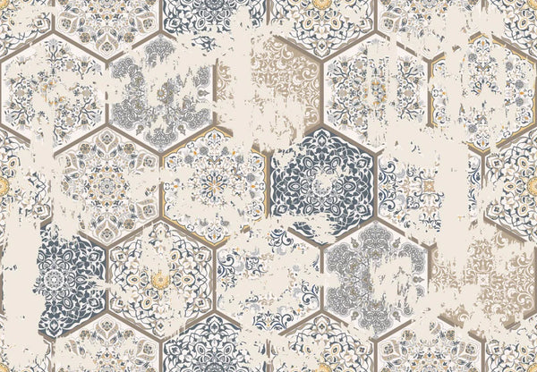 Vintage Tile Wallpaper, Hexagon Pattern Mural, Oversized Custom Size Wall Art, Non - Woven, Non - Adhesive, Modern Wall Paper, Removable - Adawall Wallpaper - Registered Trade Accounts Only, Wallpaper Wholesale Account - W77524 - Adawall Wholesale - Wallpaper Wholesaler