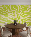 Wavy Retro Abstract Wallpaper, Green Mural, Oversized Custom Size Wall Art, Non - Woven, Non - Adhesive, Modern Wall Paper, Removable - Adawall Wallpaper - Registered Trade Accounts Only, Wallpaper Wholesale Account - W77622 - Adawall Wholesale - Wallpaper Wholesaler