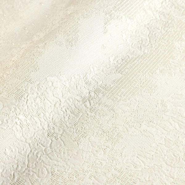 White Deep Embossed Wallpaper, Cream Solid Color Plain Elegant Sparkling Glittering Wallcovering, Easy Clean, Abstract, Plain, Non-Woven - Walloro High End Wallcoverings & More