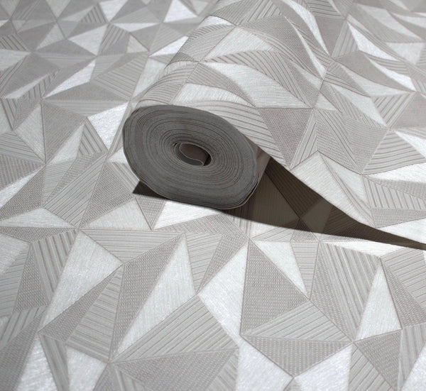 White Geometric Triangle Wallpaper, 3D Embossed Shiny Wallcovering, Abstract Pattern, Home Commercial Use - Adawall Wallpaper - Registered Trade Accounts Only, Wallpaper Wholesale Account - 23204-1 - Adawall Wholesale - Wallpaper Wholesaler