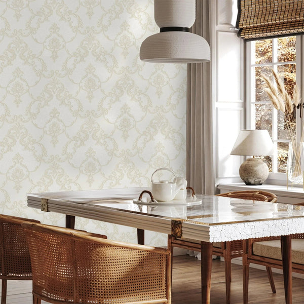 white Italian Damask Embossed Wallpaper, Sparkling Neutral Colors Luxury Wallcovering - Adawall Wallpaper - Registered Trade Accounts Only, Wallpaper Wholesale Account - 1403-1 - Adawall Wholesale - Wallpaper Wholesaler