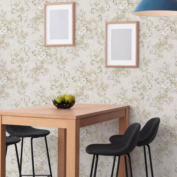 White Modern Flowered Embossed Wallpaper, Home Wall Decor, Aesthetic Wallpaper, Textured Wallcovering Non - Adhesive - 41.7”W X 393”H - Adawall Wallpaper - Registered Trade Accounts Only, Wallpaper Wholesale Account - 1008-1 - Adawall Wholesale - Wallpaper Wholesaler