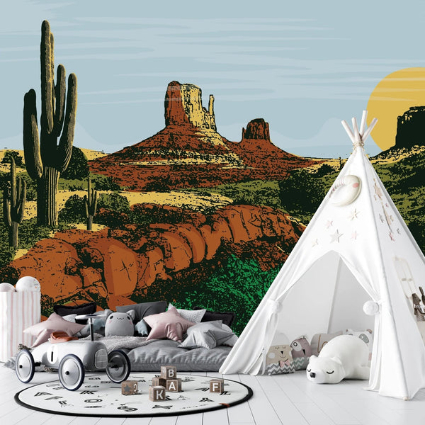 Wild West Wallpaper, Desert Landscape Mural, Oversized Custom Size Wall Art, Non - Woven, Non - Adhesive, Modern Wall Paper, Removable - Adawall Wallpaper - Registered Trade Accounts Only, Wallpaper Wholesale Account - W77892 - Adawall Wholesale - Wallpaper Wholesaler