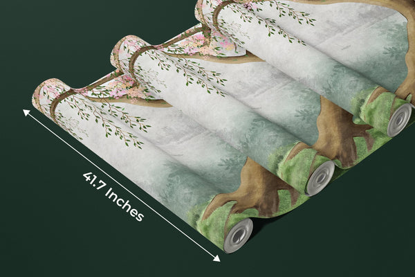 Willow Tree Wallpaper, Pink Flowers Mural, Oversized Custom Size Wall Art, Non - Woven, Non - Adhesive, Modern Wall Paper, Removable - Adawall Wallpaper - Registered Trade Accounts Only, Wallpaper Wholesale Account - W77515 - Adawall Wholesale - Wallpaper Wholesaler