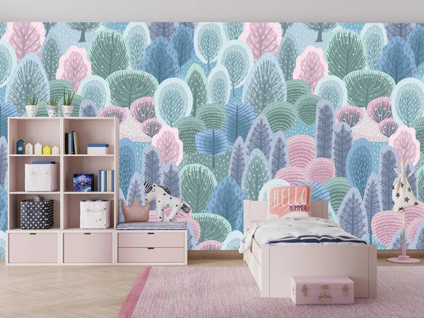 Winter Forest Wallpaper, Seamless Pattern Mural, Oversized Custom Size Wall Art, Non - Woven, Non - Adhesive, Modern Wall Paper, Removable - Adawall Wallpaper - Registered Trade Accounts Only, Wallpaper Wholesale Account - W78027 - Adawall Wholesale - Wallpaper Wholesaler