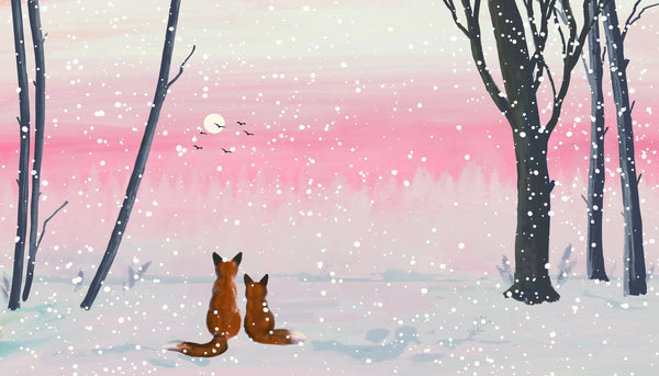 Winter Landscape Wallpaper, Foxes Mural, Oversized Custom Size Wall Art, Non - Woven, Non - Adhesive, Modern Wall Paper, Removable - Adawall Wallpaper - Registered Trade Accounts Only, Wallpaper Wholesale Account - W78154 - Adawall Wholesale - Wallpaper Wholesaler