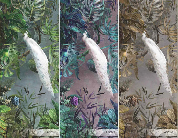 Yellow Elegant Chinoiserie Peacock Wall Mural Floral Leaves Wallpaper, Custom Wall Mural, Non-Adhesive, Washable, Extra Large, Removable, Home Decor Wall Art - Walloro High End Wallcoverings & More